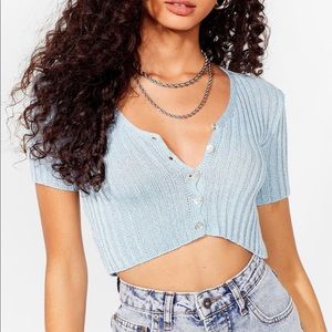 Pastel Blue Cropped Cardigan